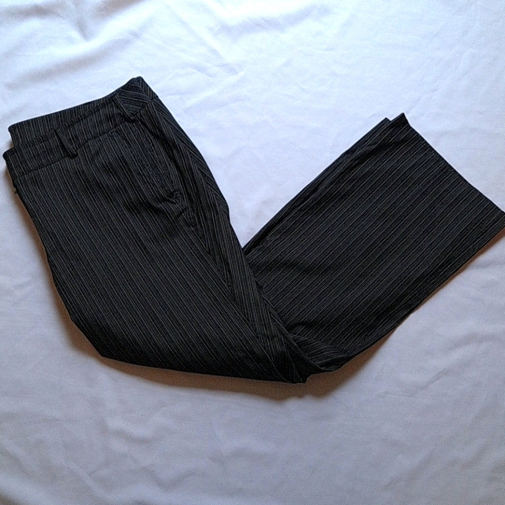 Lane‎ Bryant Black and White Striped Career Wear  Flat Front Dress Pants